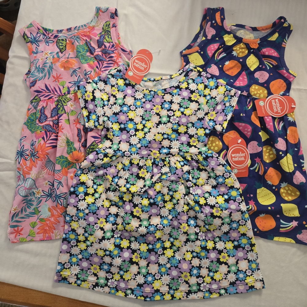 NWT Lot Of 3 Wonder Nation Toddler Girls Dresses 2T